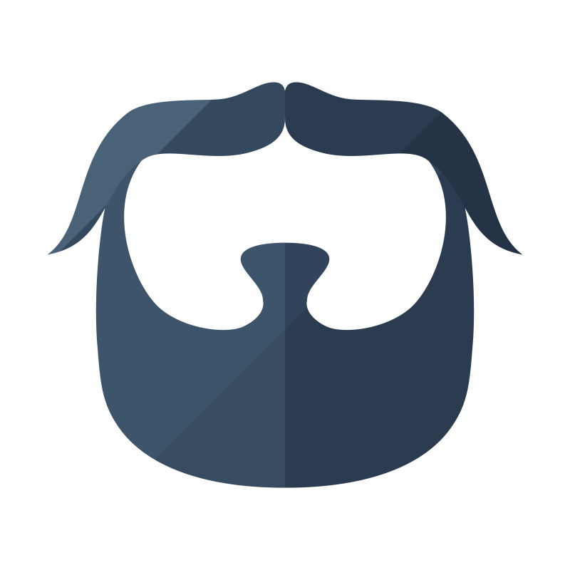 灰色扁平胡须矢量插图