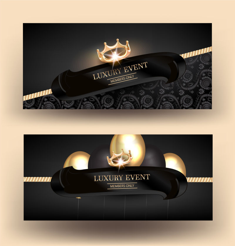 豪华活动贵宾黑金卡-矢量图解