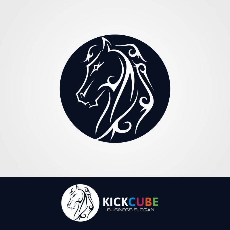 矢量抽象马元素的标志设计