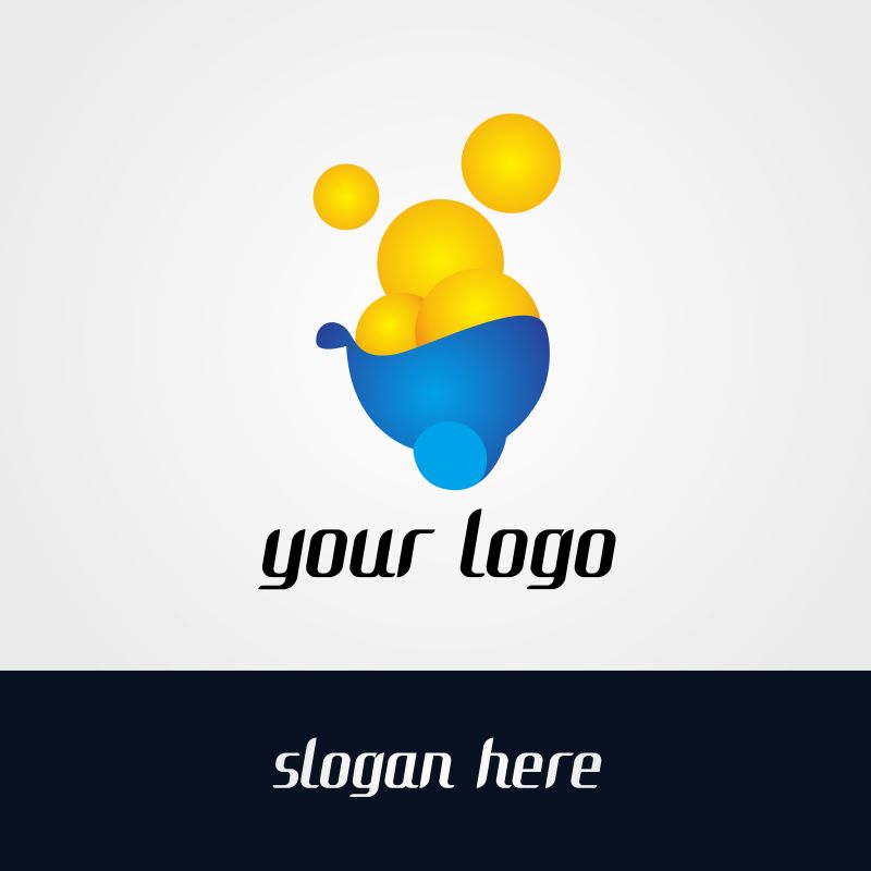抽象矢量黄蓝球形标志设计
