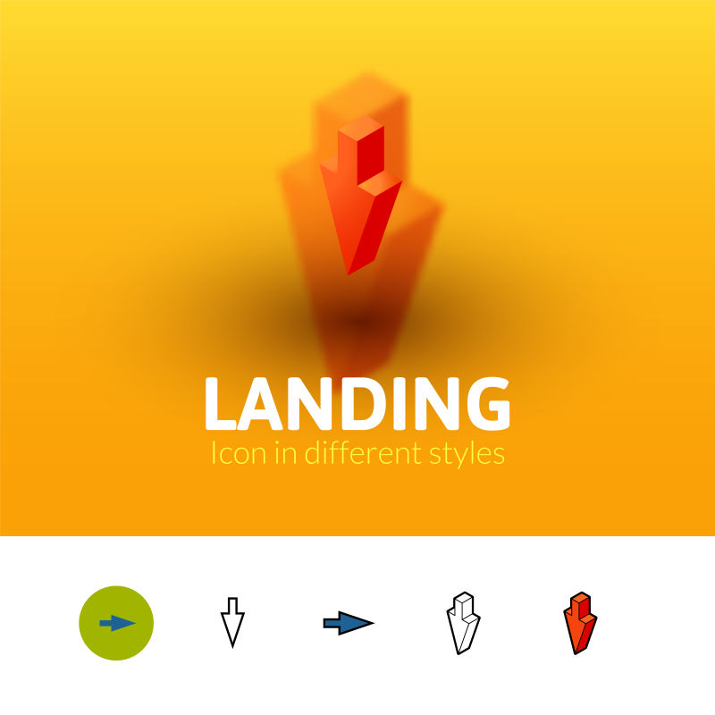 抽象矢量立体着陆箭头图标设计