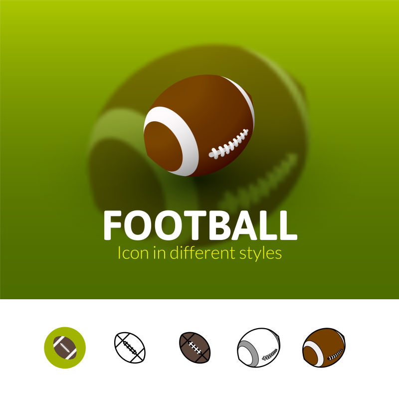 抽象矢量立体美式足球图标设计
