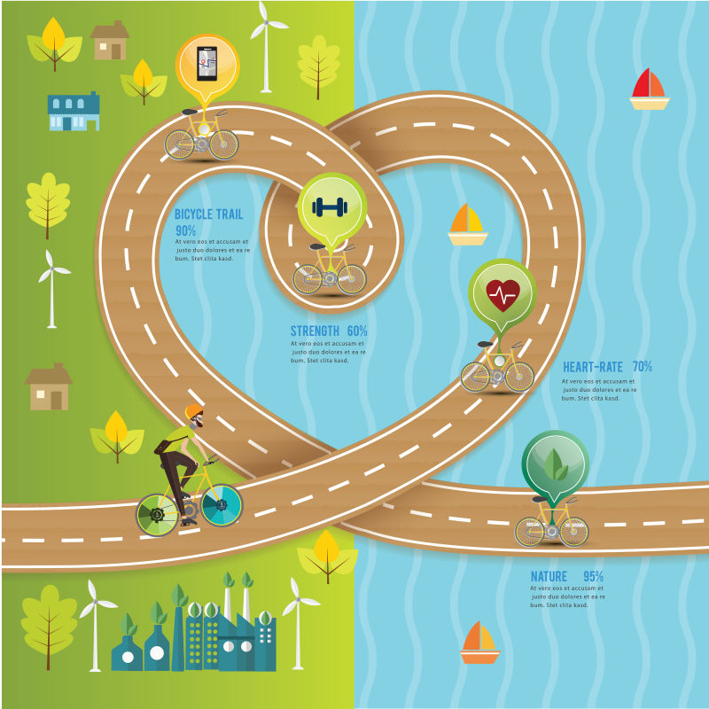 抽象卡通道路元素的信息图表设计