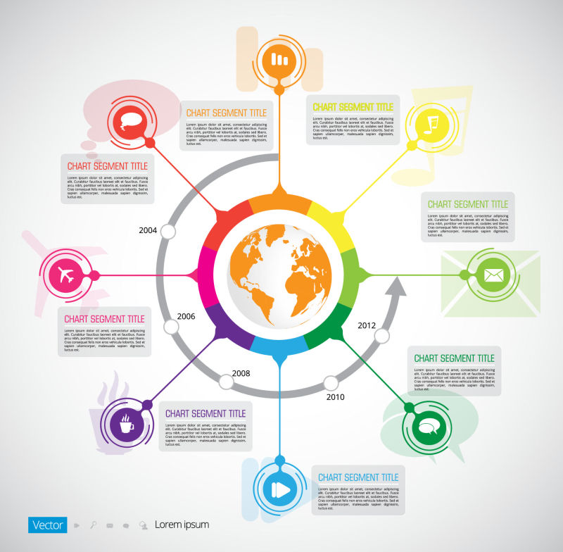 抽象矢量彩色全球商业信息图表