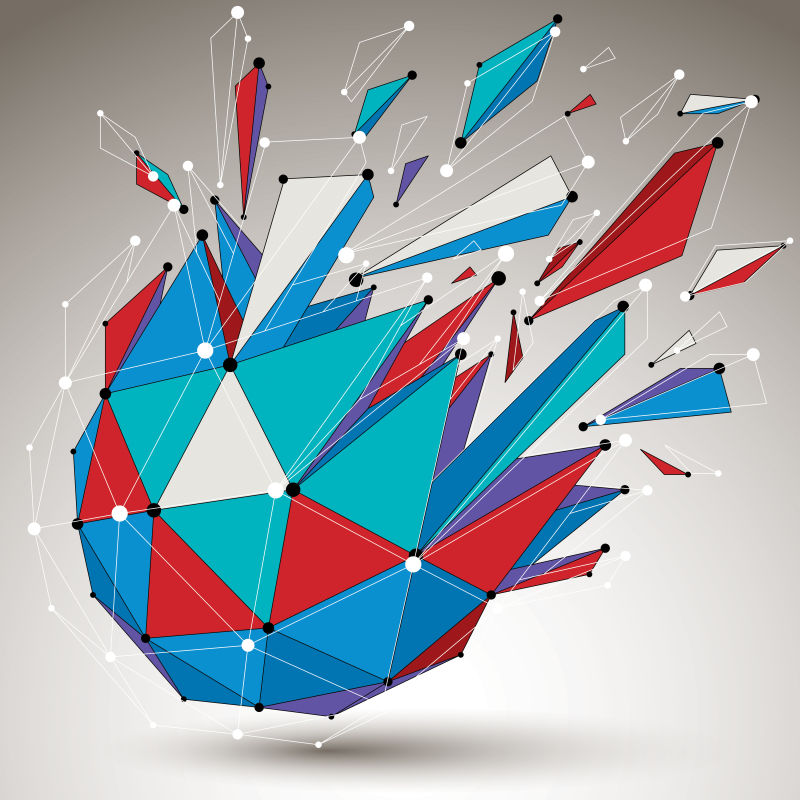 创意矢量红蓝白色几何立体形状设计