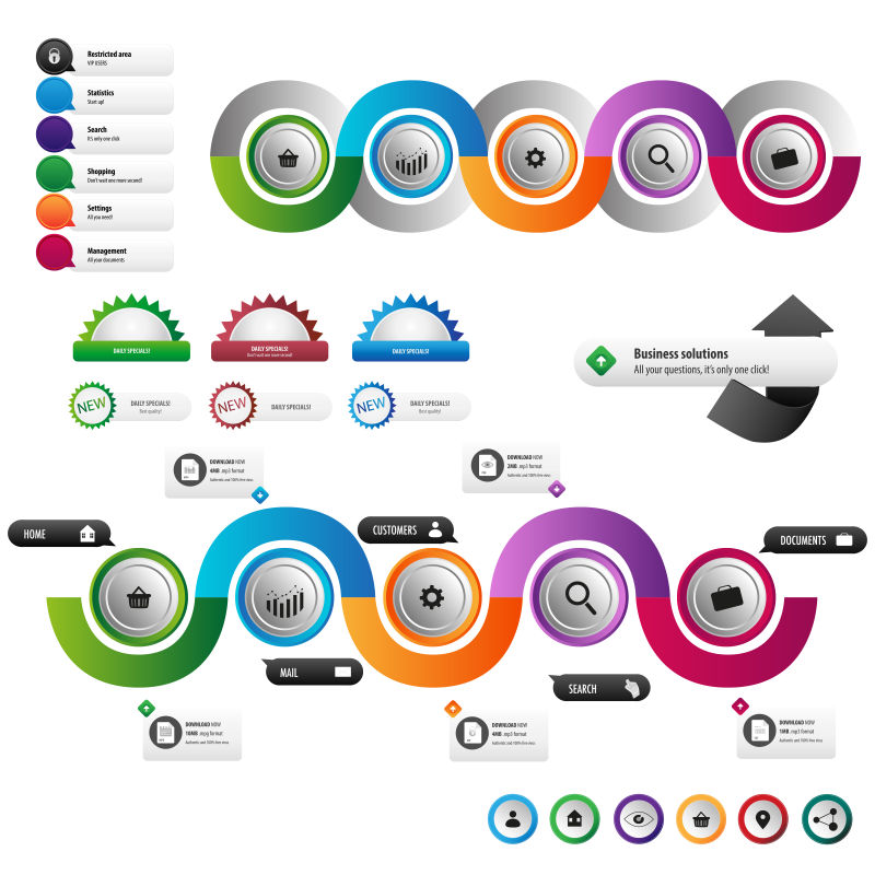 彩色环形图表矢量设计