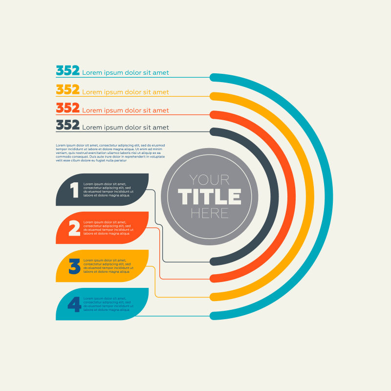 矢量的彩色半环形信息图表