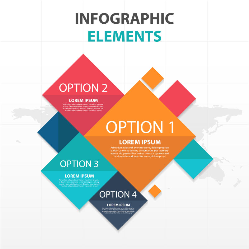 矢量彩色矩形信息图表