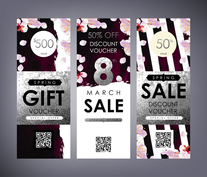 花卉图案妇女节卡片矢量设计