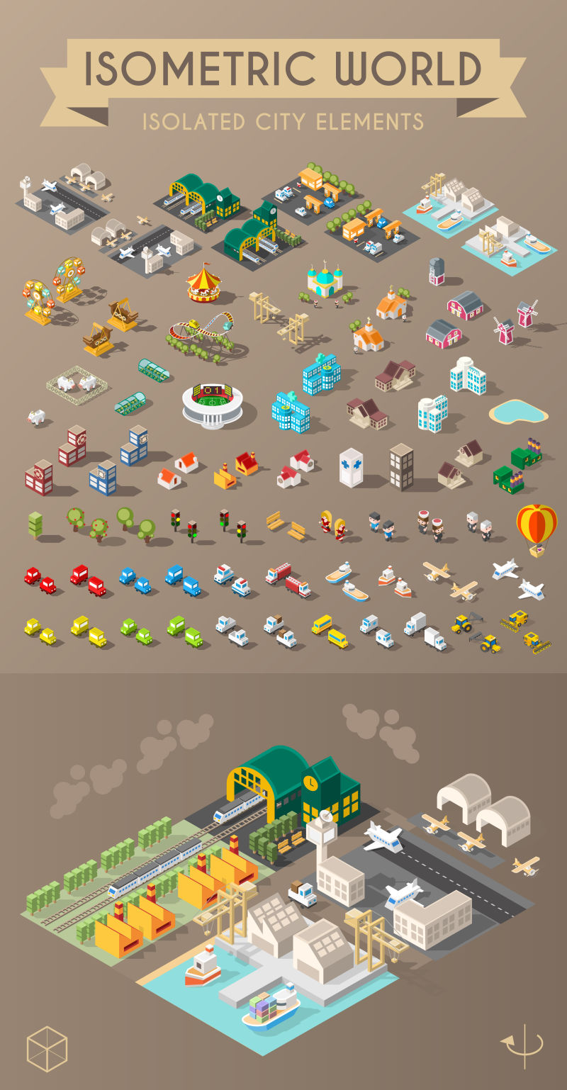 创意矢量现代等距风格的城市设计