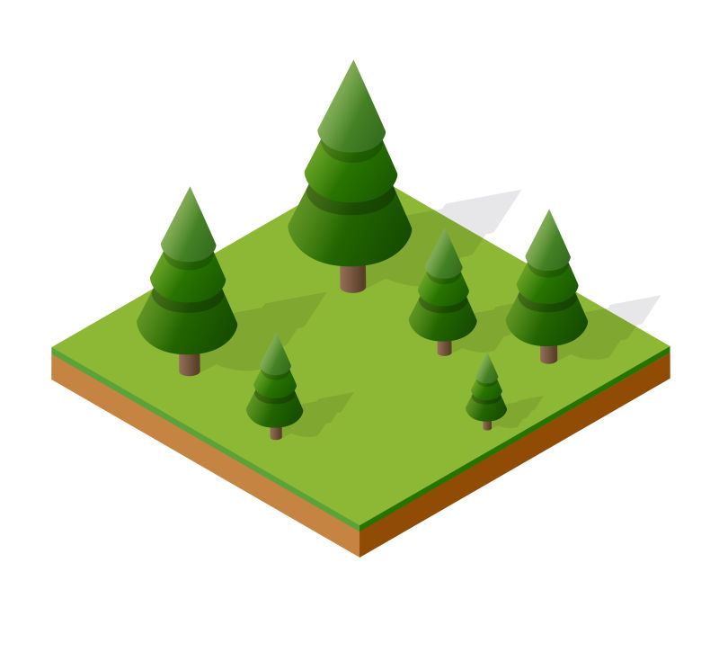 抽象矢量现代等距风格的森林设计