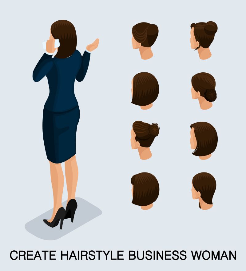 创意矢量商业女性等距插图