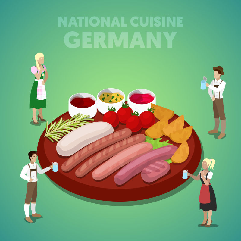 创意矢量德国传统食品和人物设计