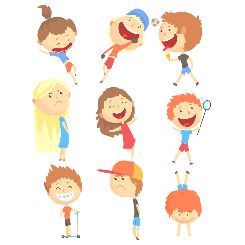 抽象矢量现代玩耍的孩子插图设计