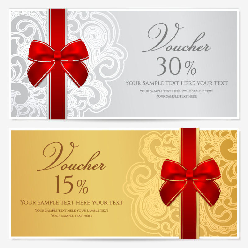 矢量蝴蝶结装饰的优惠卷