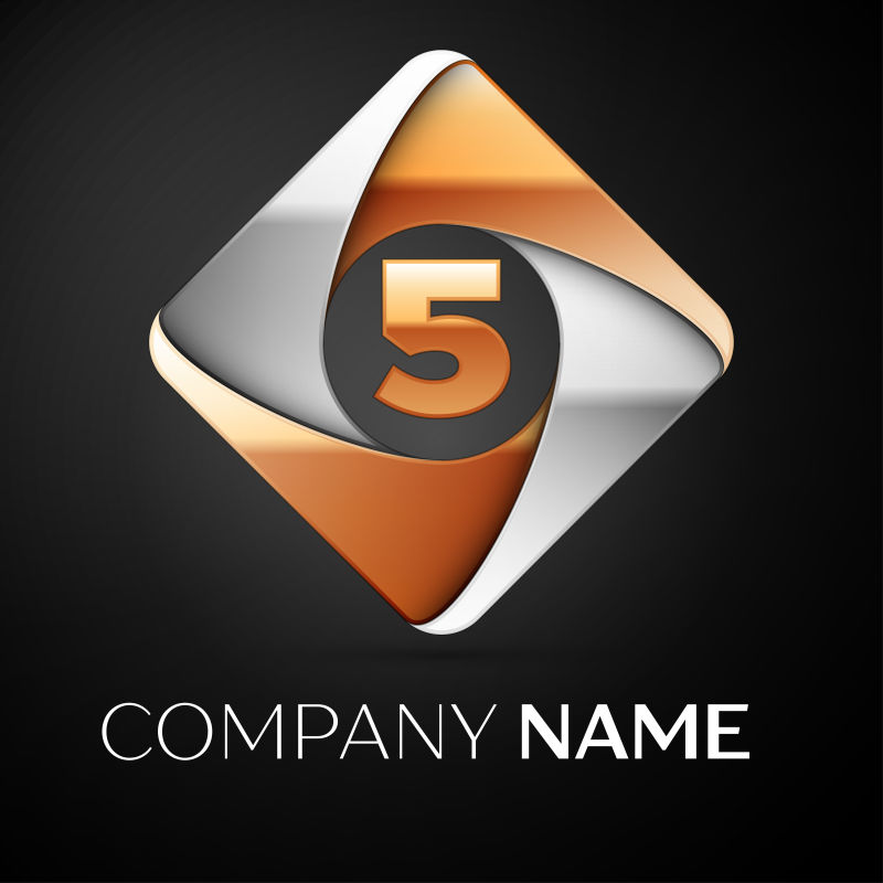 菱形数字5标志矢量设计