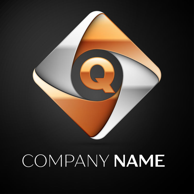 矢量的菱形字母Q标志