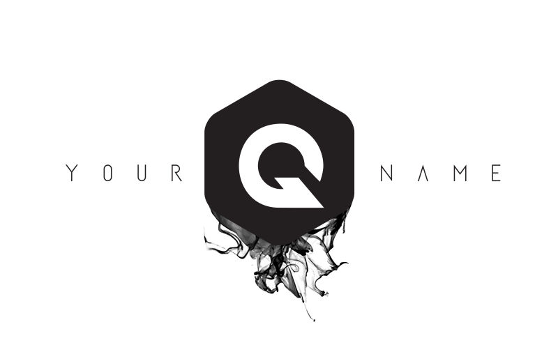 矢量水墨字母Q标志