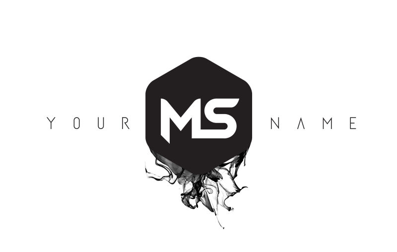 矢量水墨字母MS标志
