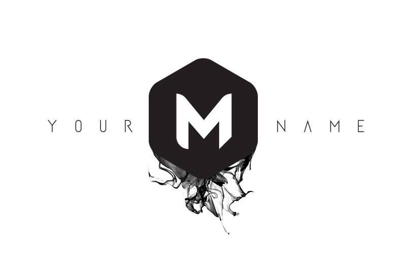 矢量水墨字母M标志