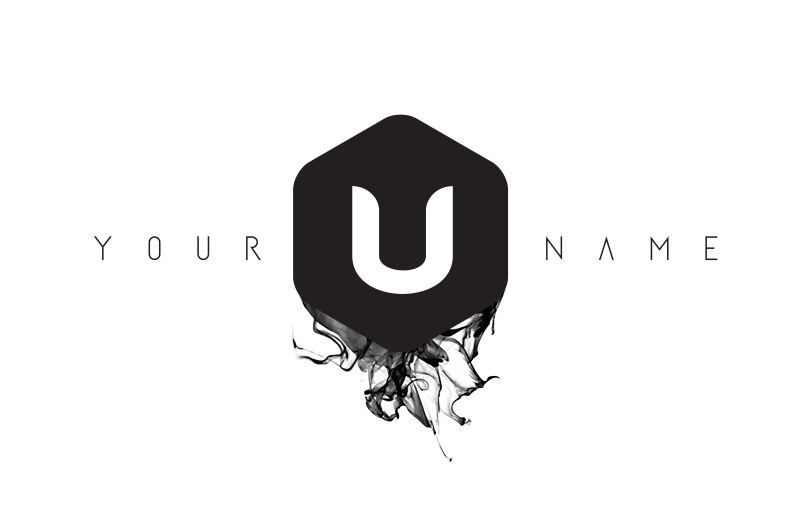 矢量水墨字母U标志