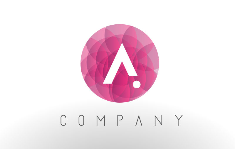 矢量粉色圆形字母A标志