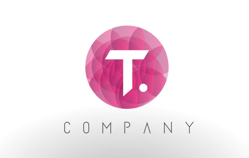 矢量粉色字母T标志
