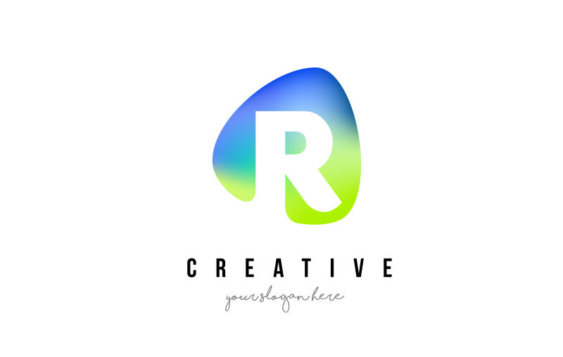 抽象矢量渐变风格的字母r的标志设计