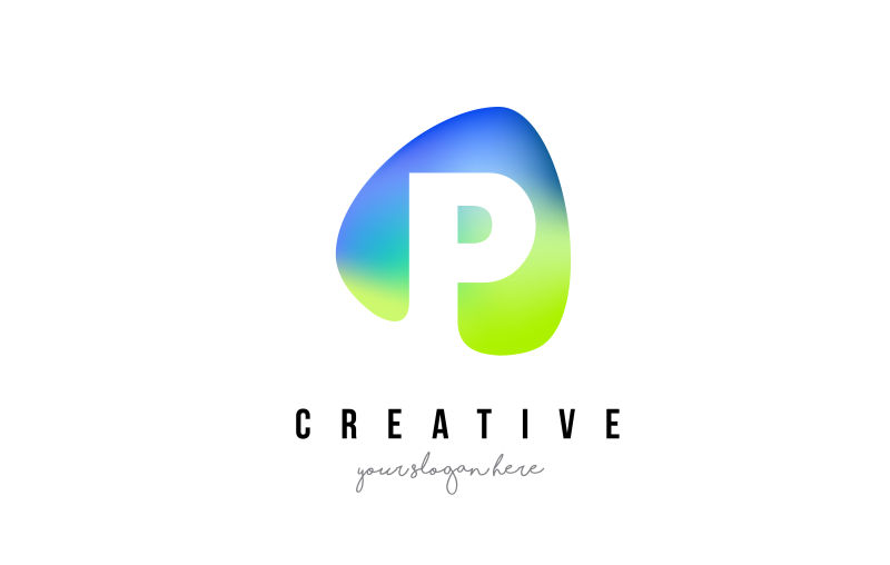 抽象矢量渐变风格的字母p标志设计
