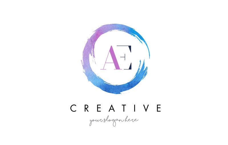 矢量圆形字母AE标志