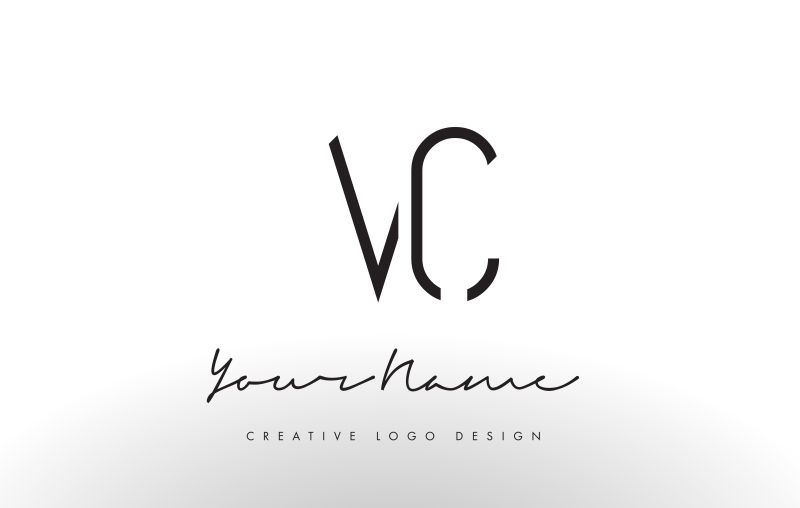 抽象矢量黑色字母vc标志设计