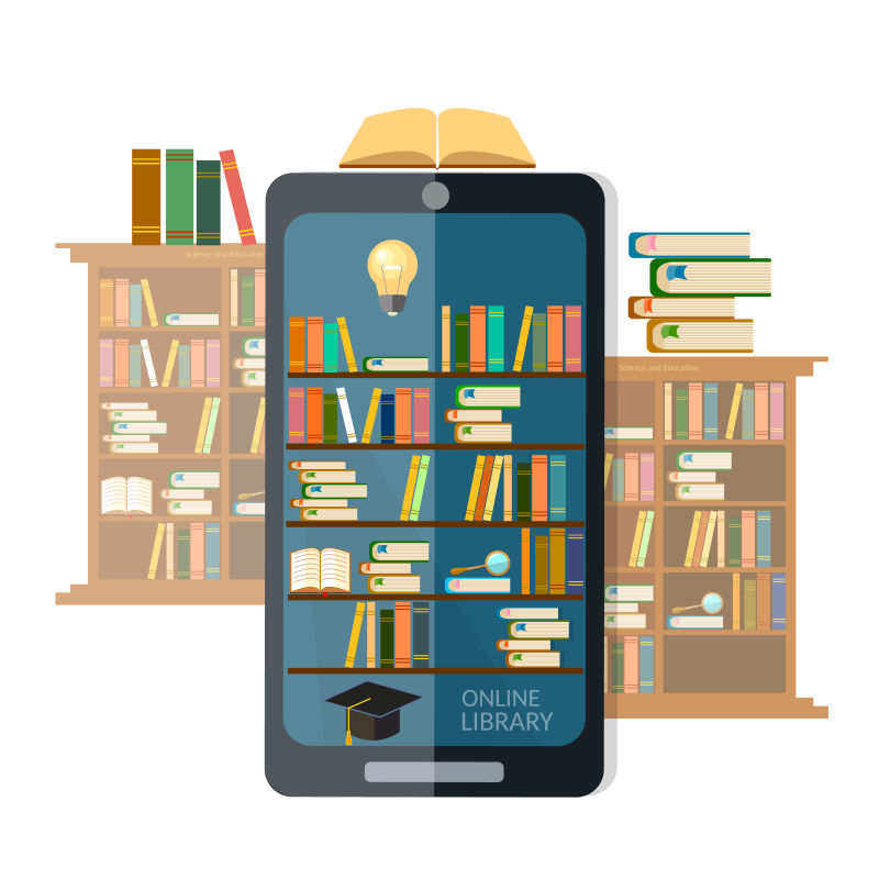 抽象矢量在线图书馆设计插图