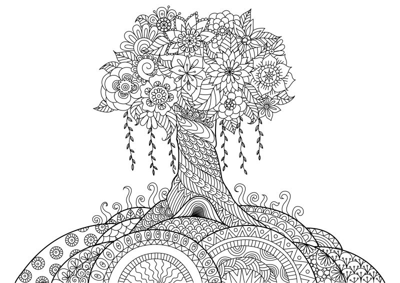 矢量的艺术花纹大树插图