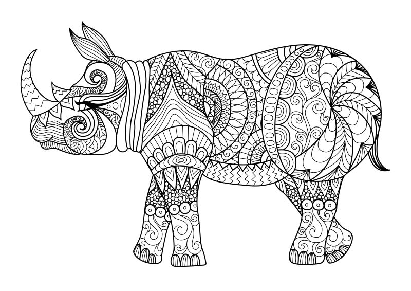 手绘犀牛插图矢量设计