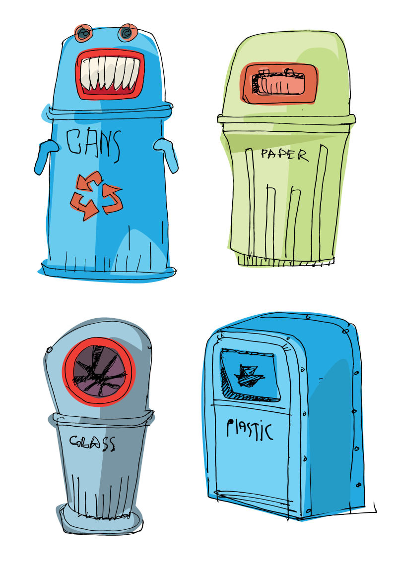 垃圾桶创意设计画图片