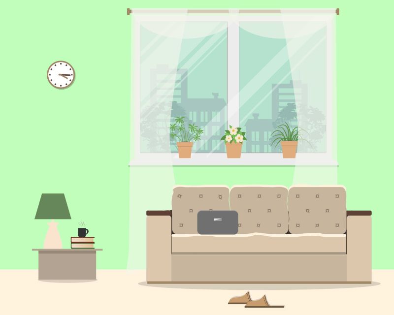 抽象矢量绿色室内客厅设计