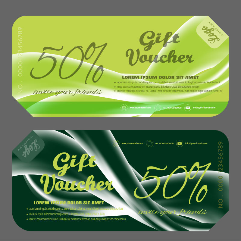 矢量抽象现代绿色时尚礼品券设计