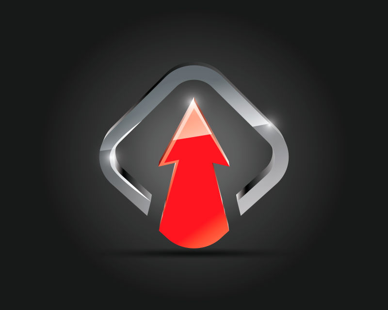 抽象矢量现代彩色玻璃箭头标志