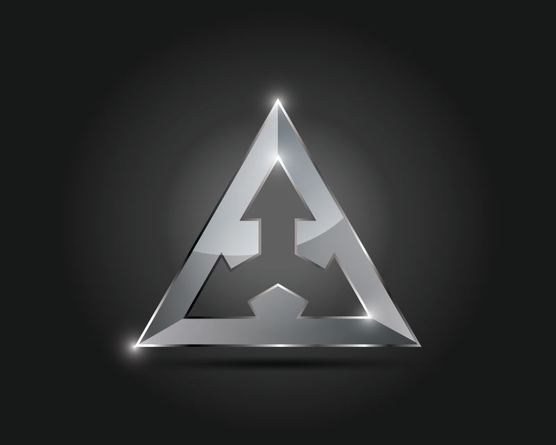 抽象矢量现代三角箭头玻璃标志设计