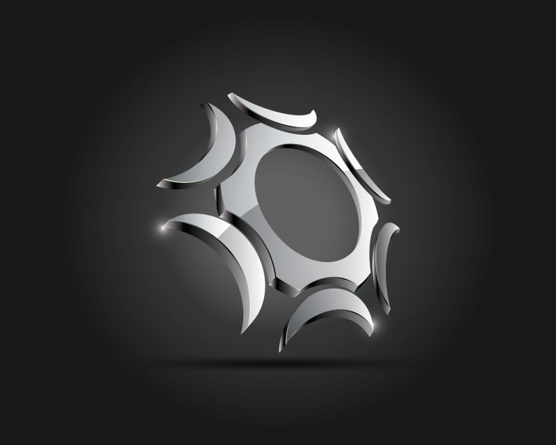 抽象矢量现代齿轮玻璃标志设计