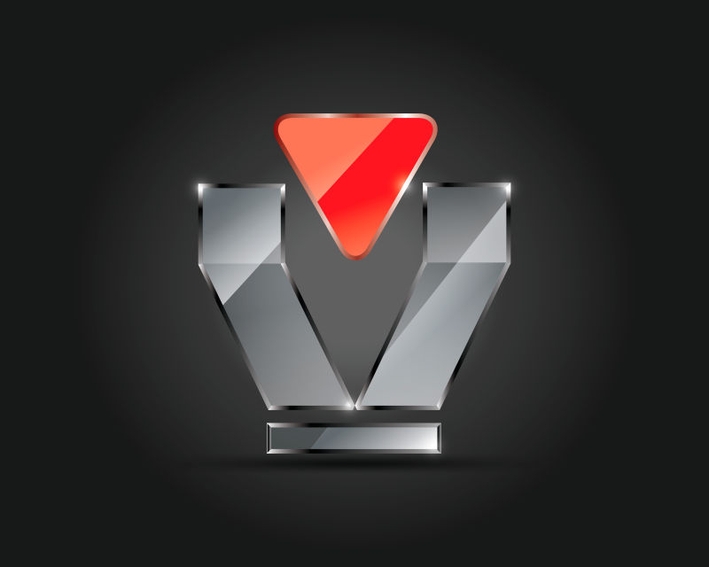 抽象矢量现代玻璃几何创意双色标志