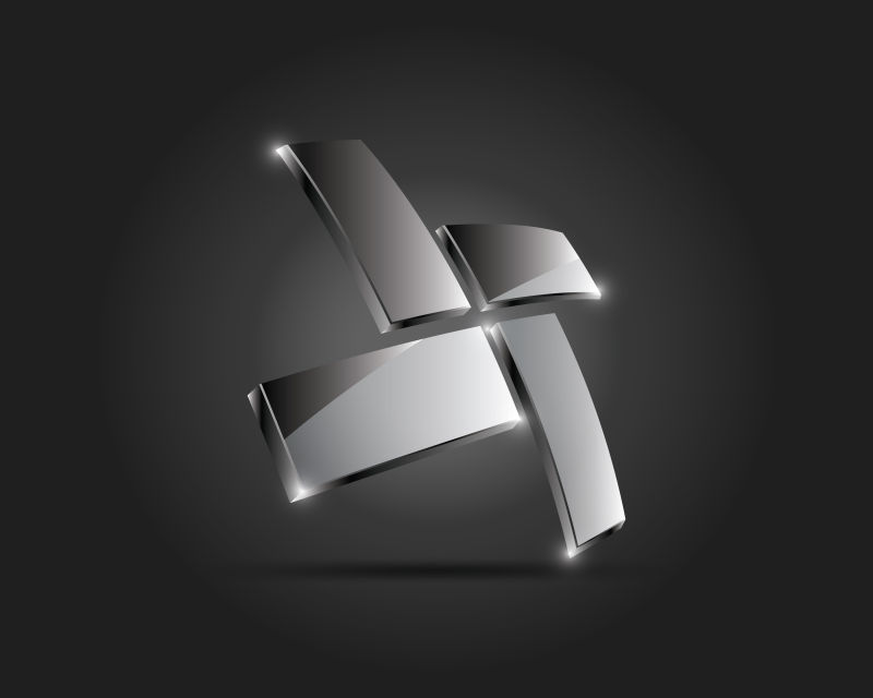 抽象矢量四叶几何玻璃标志设计