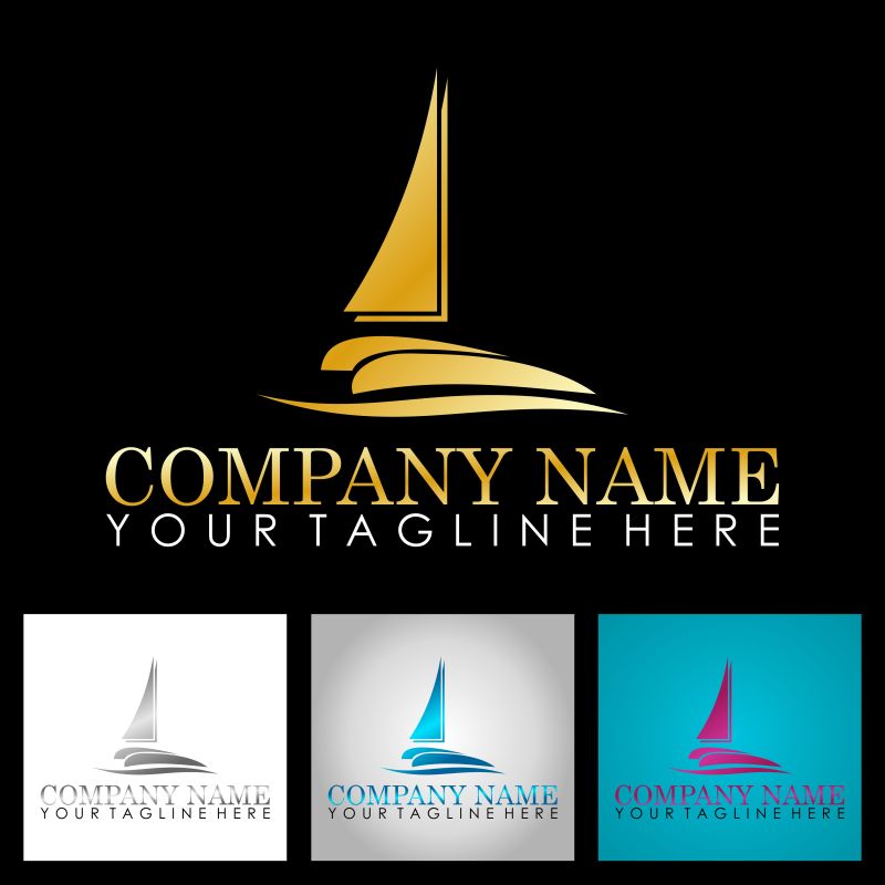 抽象帆船元素的矢量标志设计