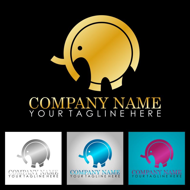 抽象矢量现代大象标志设计