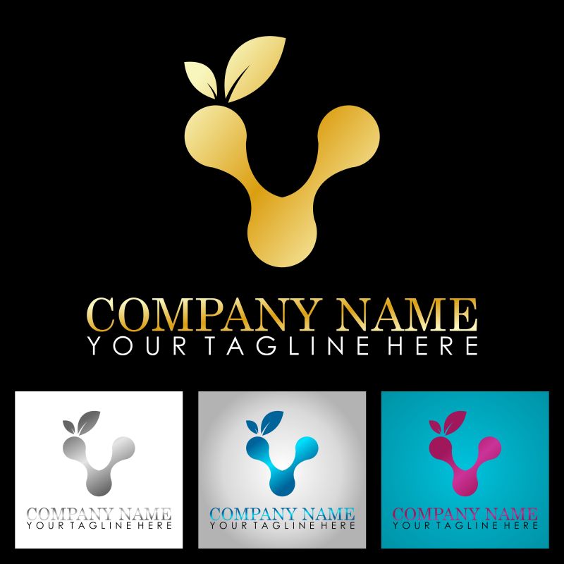 矢量金色字母v的标志设计