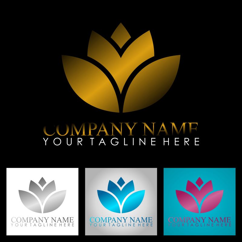 抽象矢量现代金莲元素标志设计