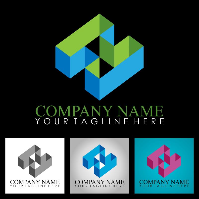 字母H 3D标志矢量