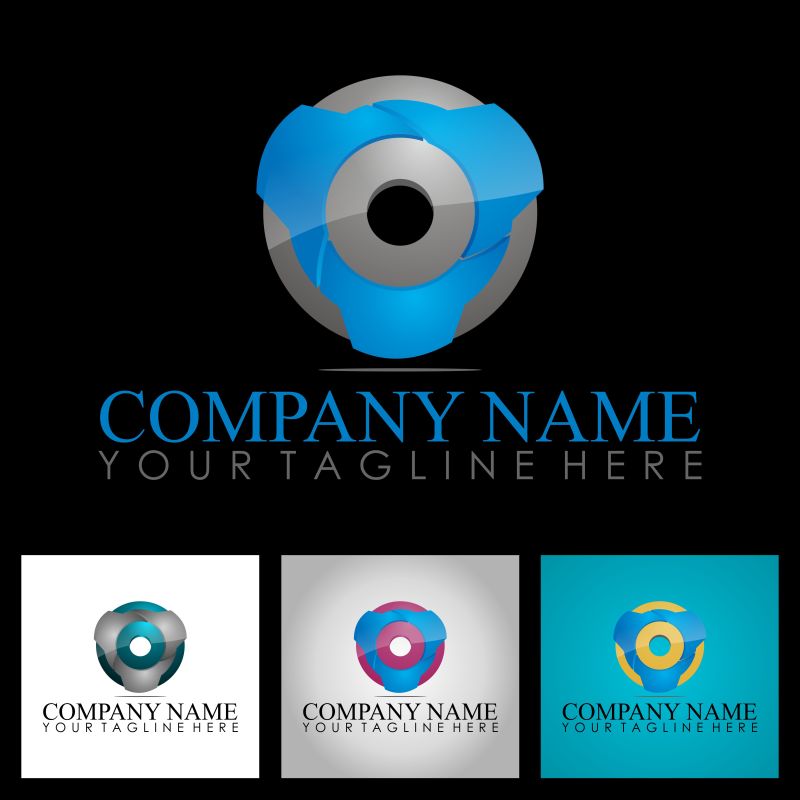 抽象矢量圆形技术标志设计