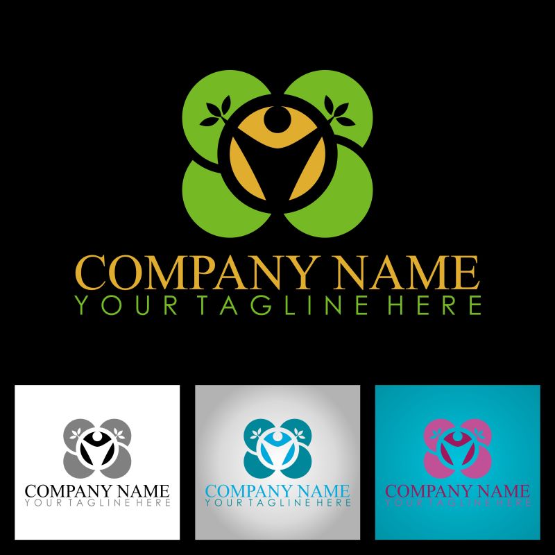 抽象矢量人与自然主题标志设计