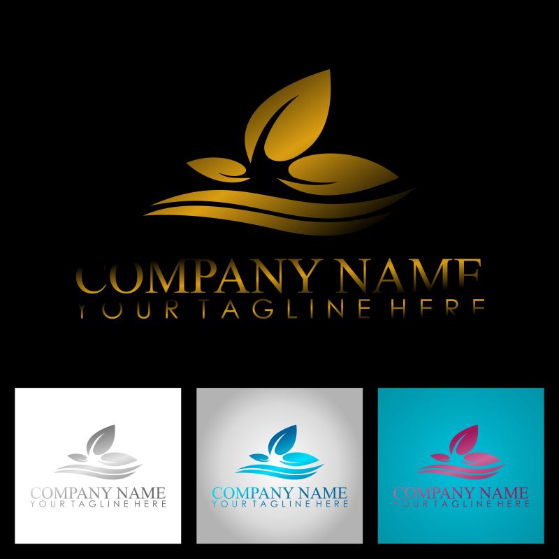 矢量抽象绿叶元素标志设计